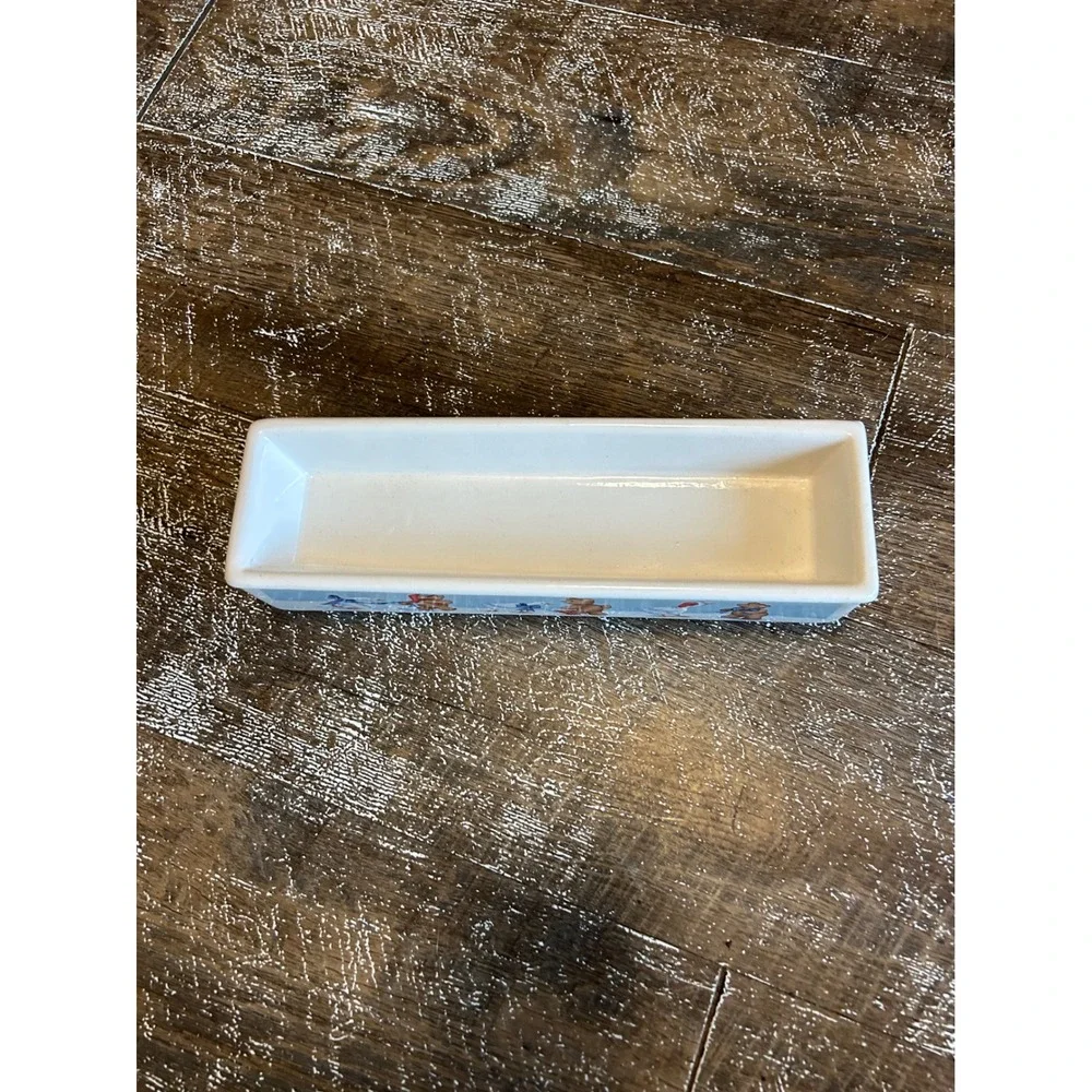 Vintage 1988 House of Lloyd Teddy Bear and Goose Winter Rectangular cracker Dish